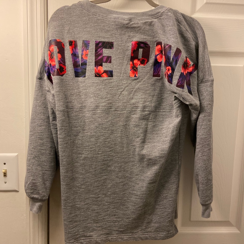 PINK Crew Hoodie with Tropical Flowers